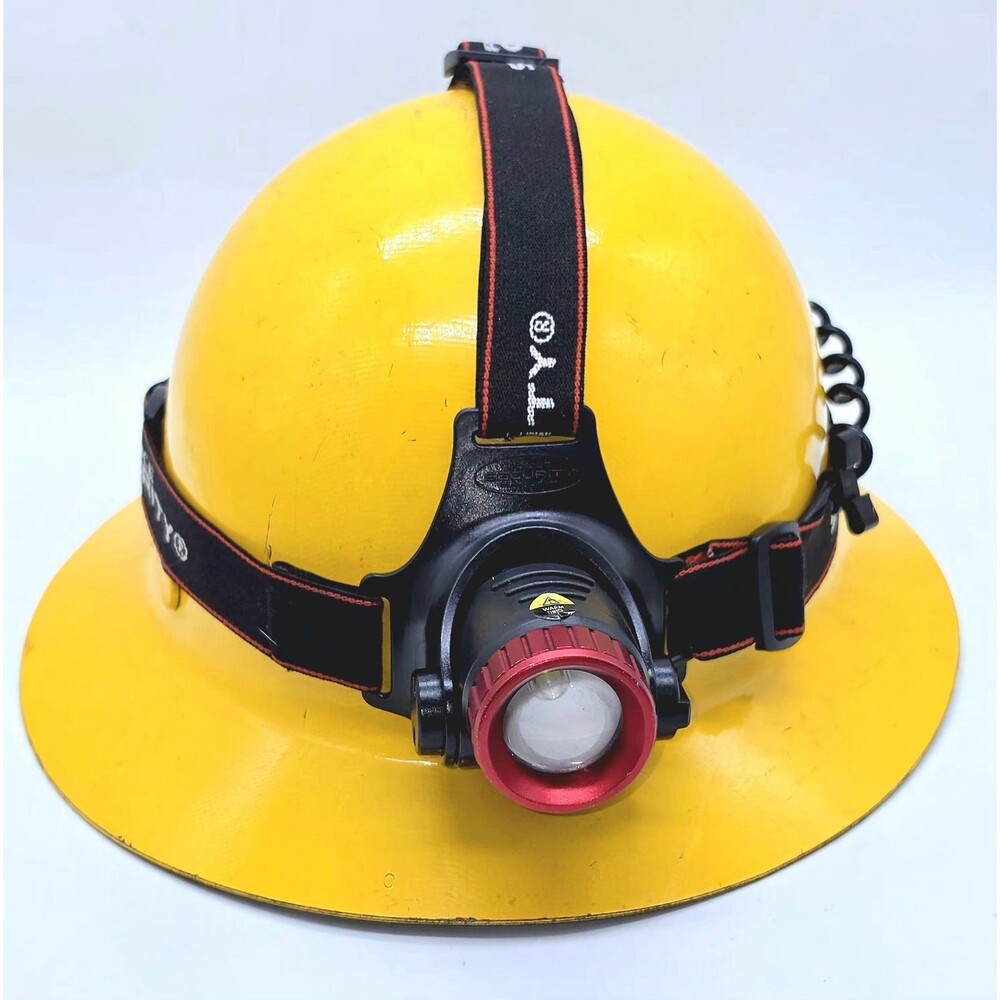 Police Security LED Headlamp Red Bezel Rear Battery Pack Helmet Not Included